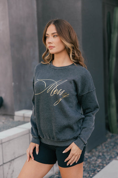"Merry" Sweatshirt in Mineral Black