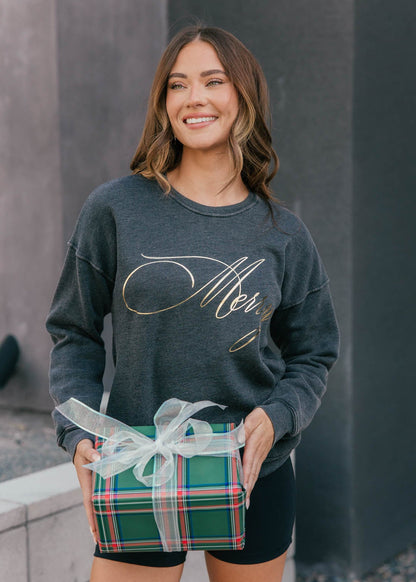"Merry" Sweatshirt in Mineral Black