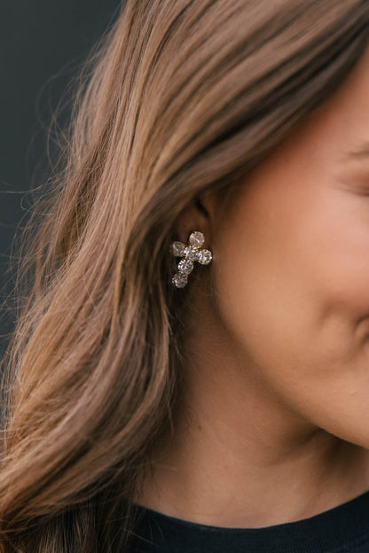 Crystal Cross Earrings in 2 Colors