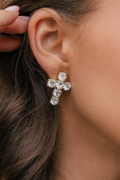 Crystal Cross Earrings in 2 Colors