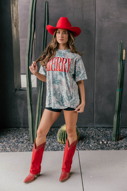 "Merry" Graphic Tee - Camo
