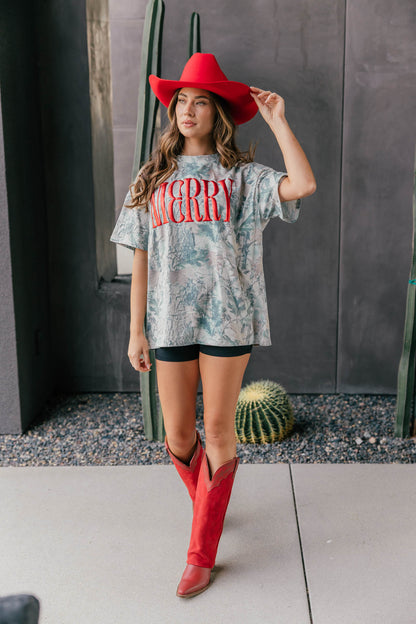 "Merry" Graphic Tee - Camo