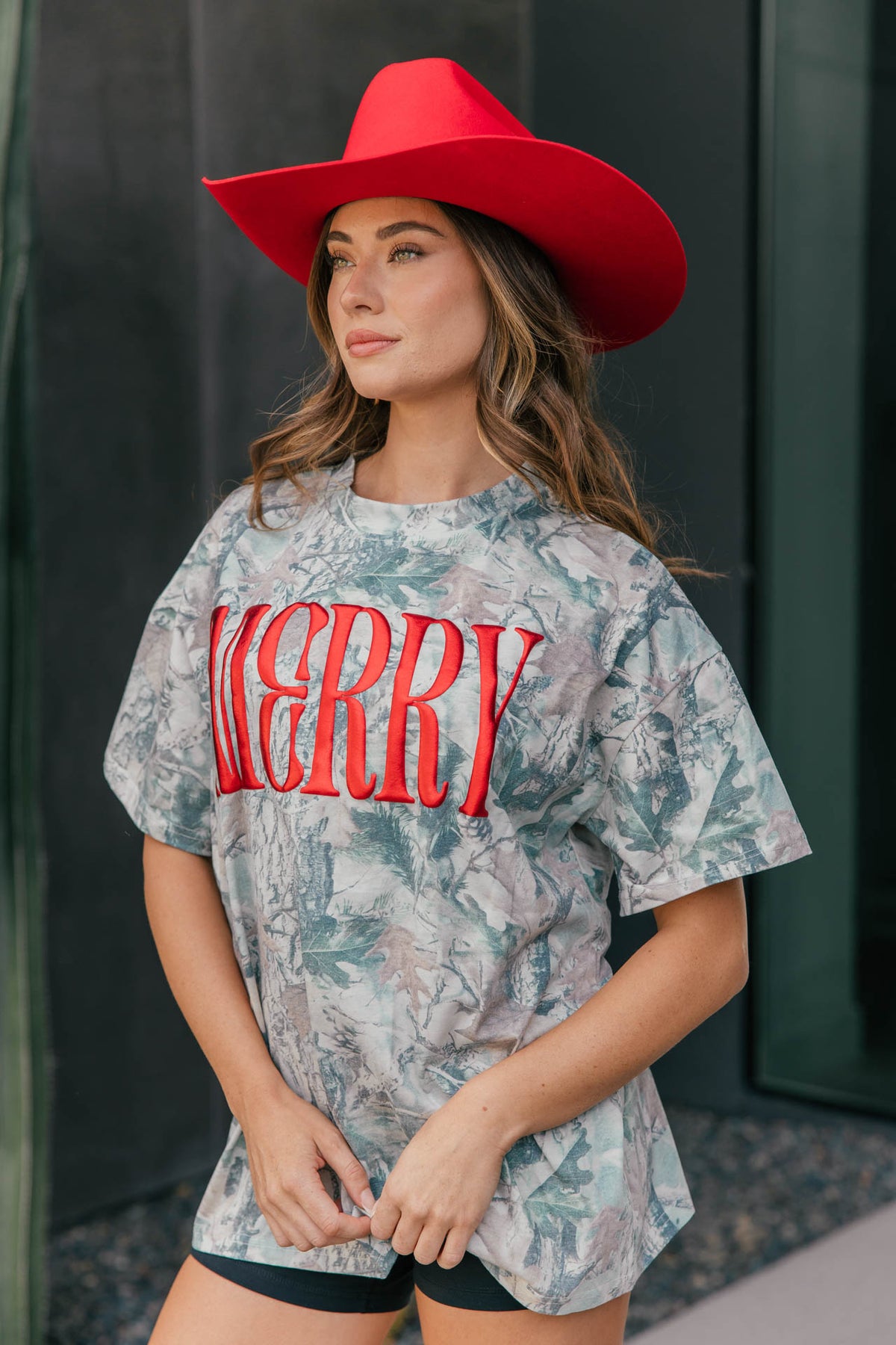 "Merry" Graphic Tee - Camo