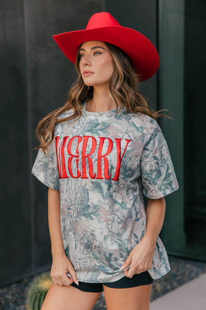 "Merry" Graphic Tee - Camo