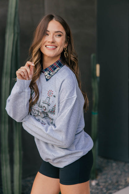 "Candy Cane Motel" Rhinestone Sweatshirt