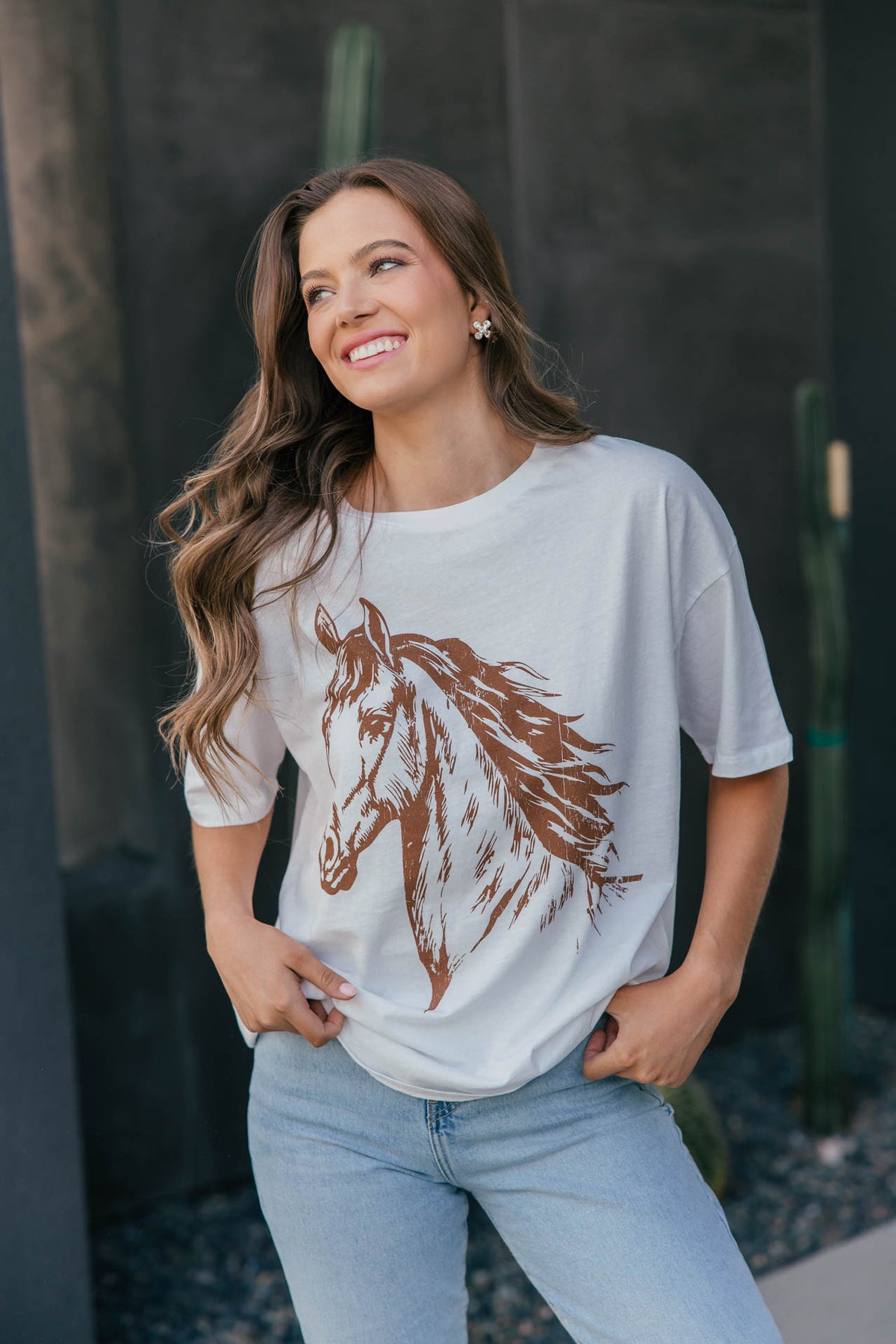 Vintage Horse Graphic Tee - Ivory