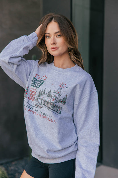 "Candy Cane Motel" Rhinestone Sweatshirt