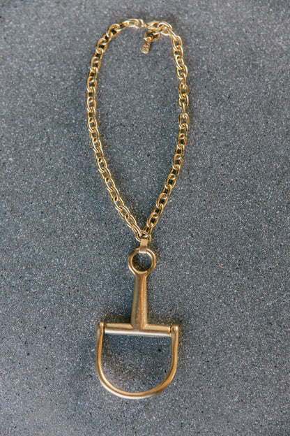 Horsebit Necklace with Chain in Gold