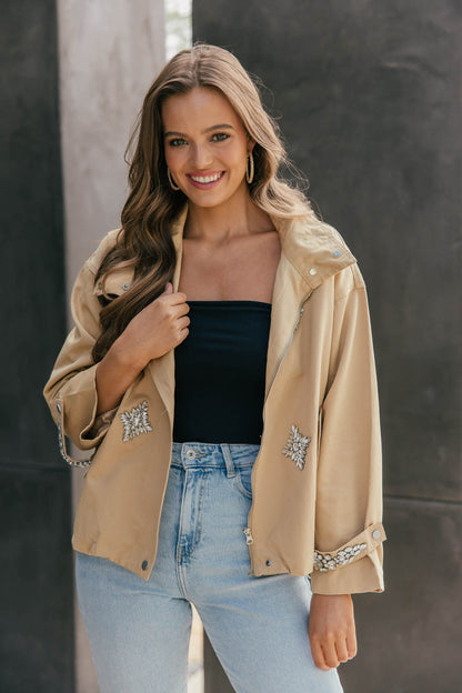 Crystal Embellished Utility Jacket
