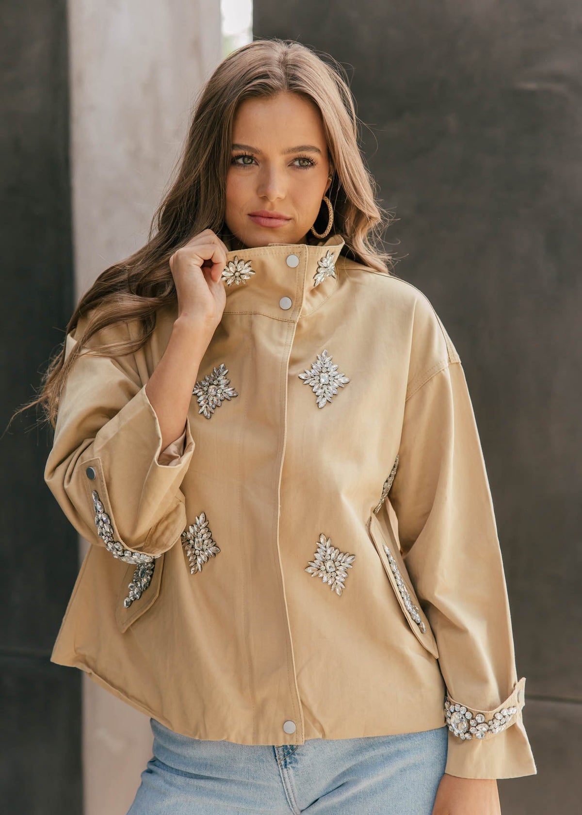Crystal Embellished Utility Jacket