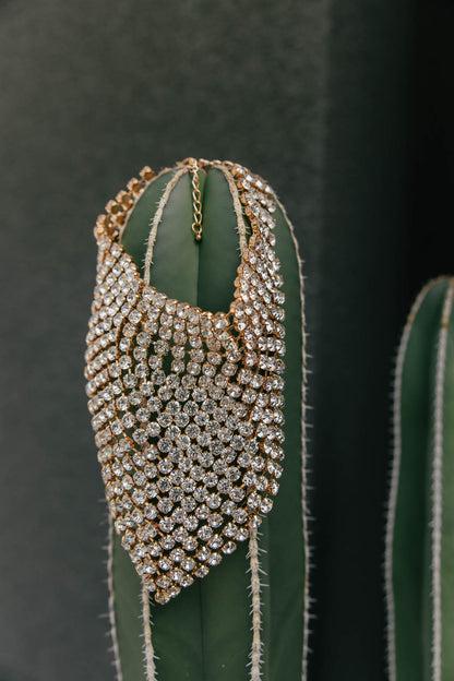 Crystal Statement Necklace & Bandana in Gold/Clear
