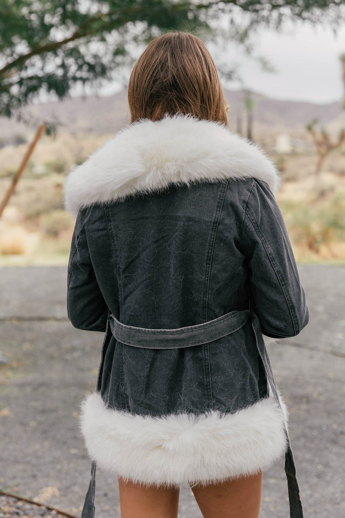 Show Stopper Faux Fur Black Denim Jacket