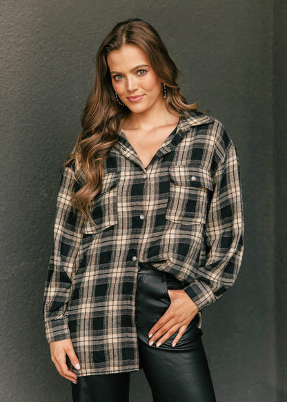 "Heritage" Plaid Button Down in Black