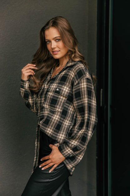 "Heritage" Plaid Button Down in Black