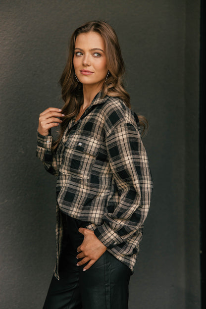 "Heritage" Plaid Button Down in Black