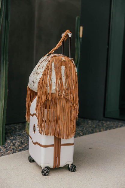 Cowhide Fringe Weekender Bag - Tan
