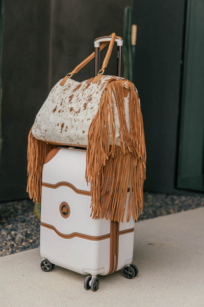 Cowhide Fringe Weekender Bag - Tan