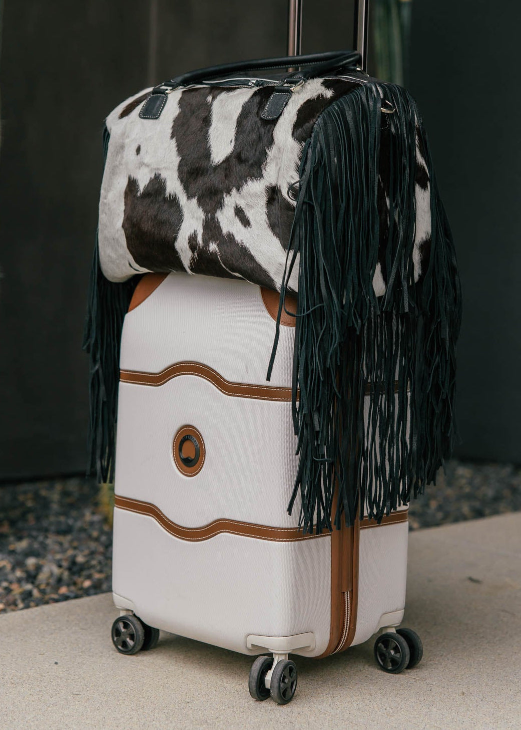 Cowhide Fringe Weekender Bag - Black