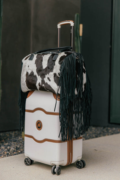 Cowhide Fringe Weekender Bag - Black