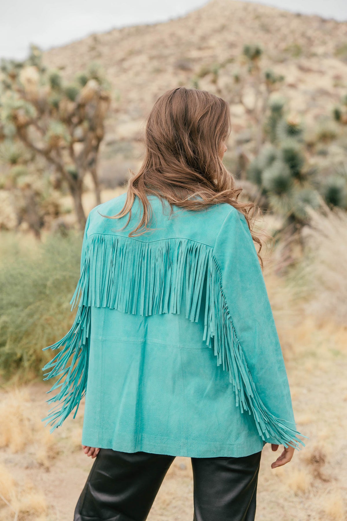 Turquoise Fringe Suede Blazer - PREORDER