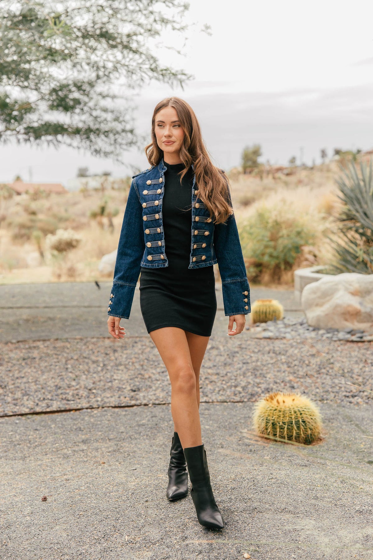 Carlton Cropped Military Jacket - Dark Denim