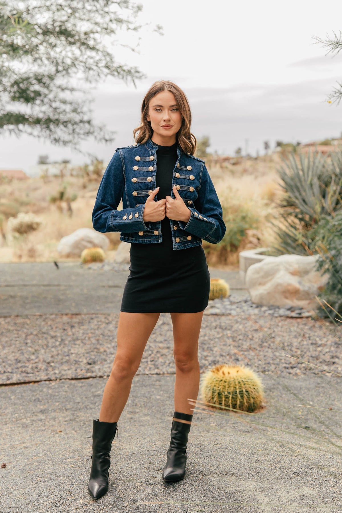 Carlton Cropped Military Jacket - Dark Denim