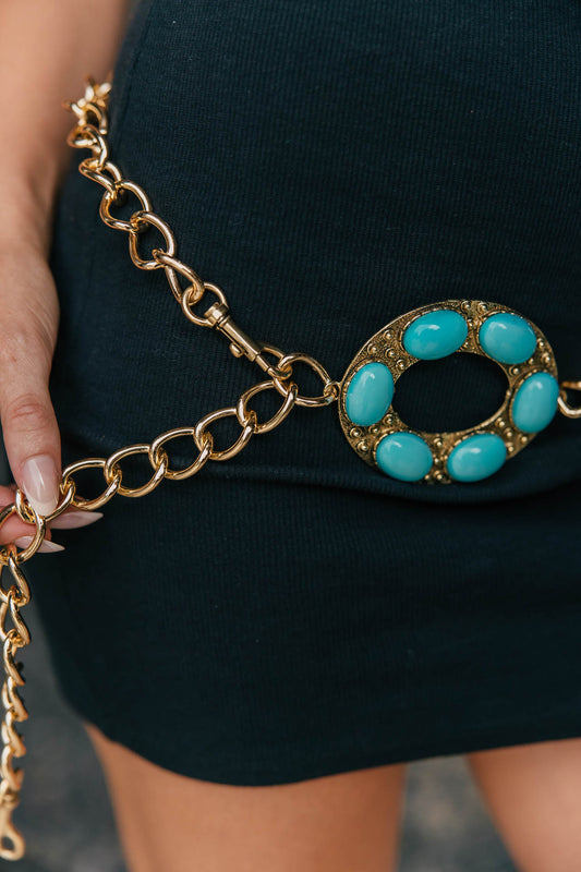 Turquoise Oval Chain Belt