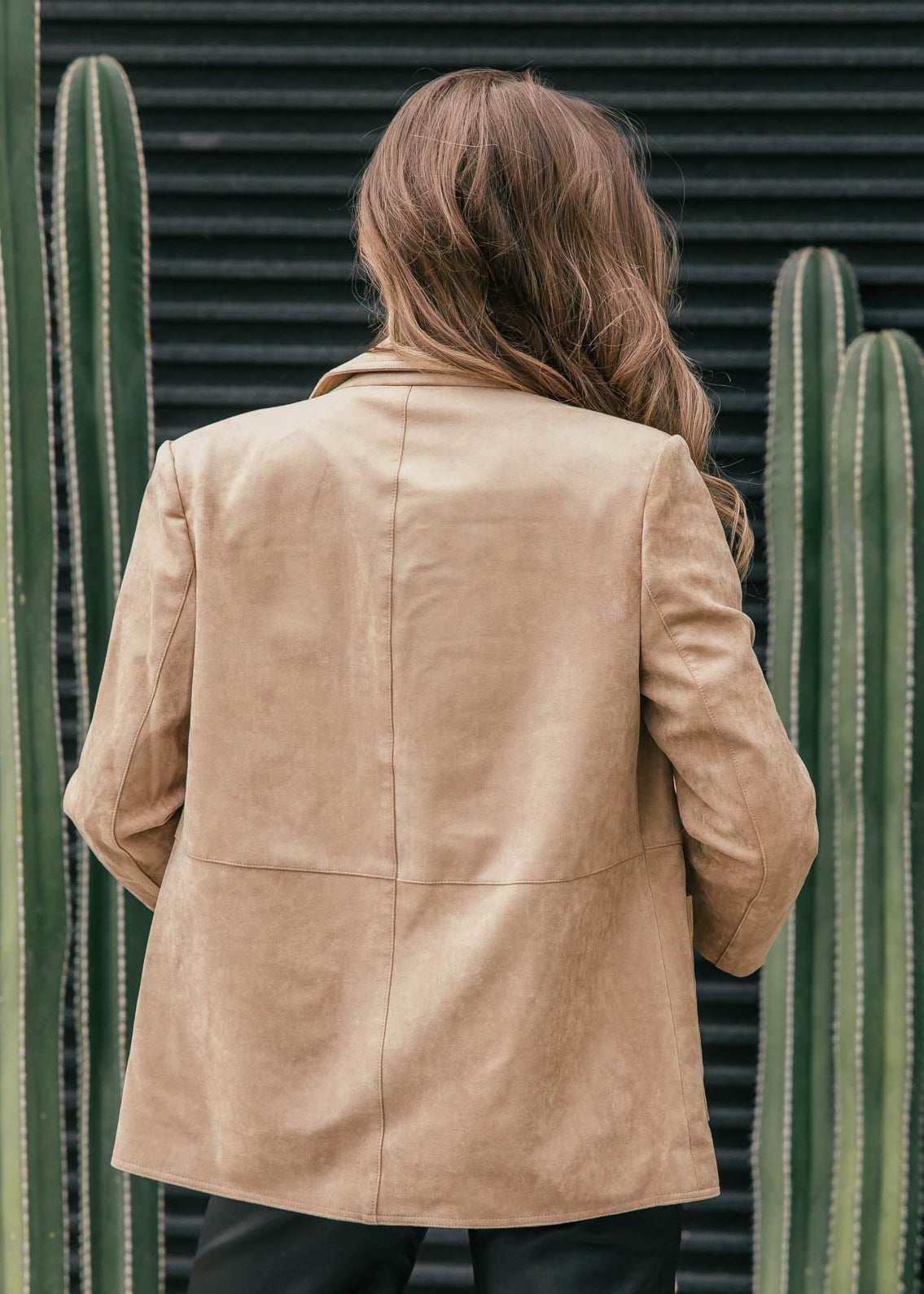 The Colette Suede Oversized Blazer - Beige