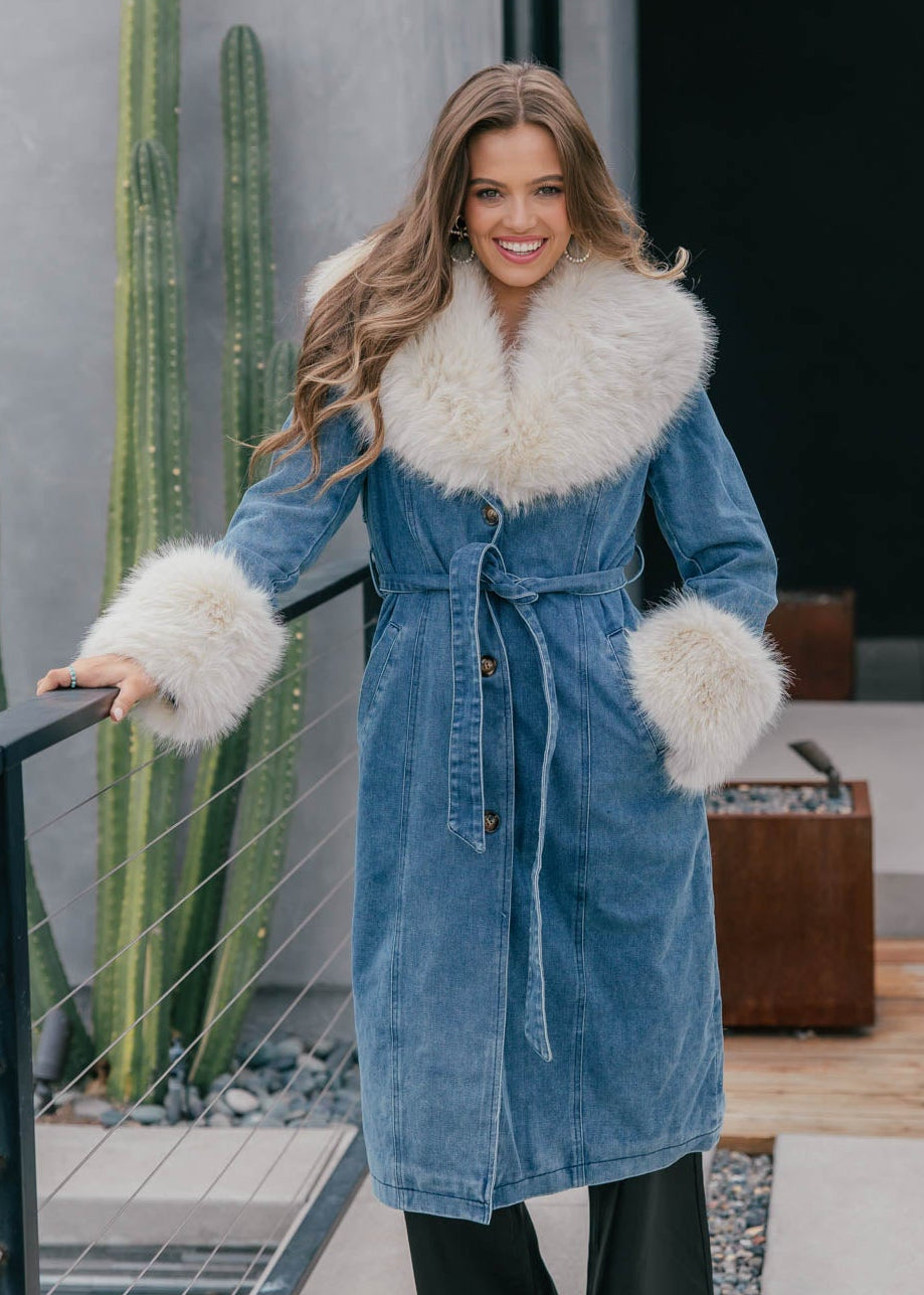 Hudson Denim and Faux Fur Trench Coat
