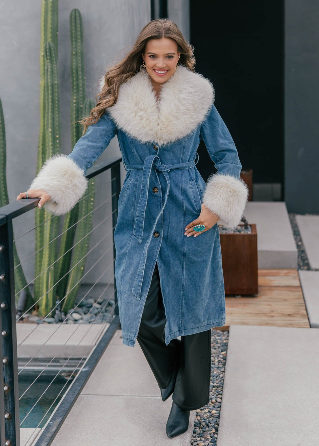 Hudson Denim and Faux Fur Trench Coat