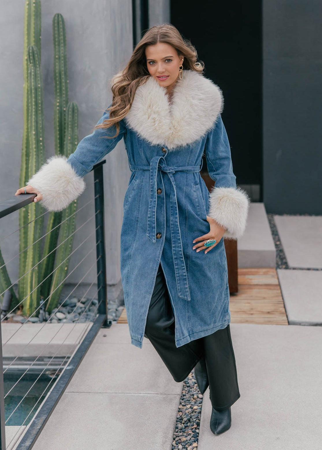 Hudson Denim and Faux Fur Trench Coat