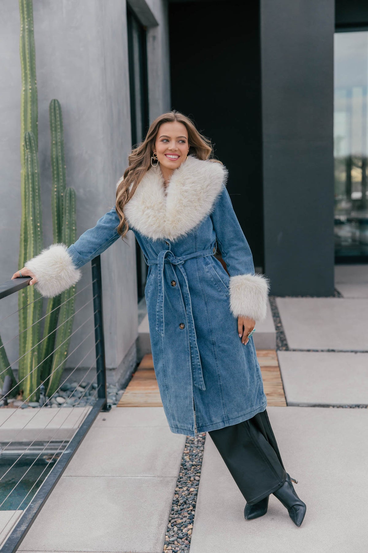 Hudson Denim and Faux Fur Trench Coat