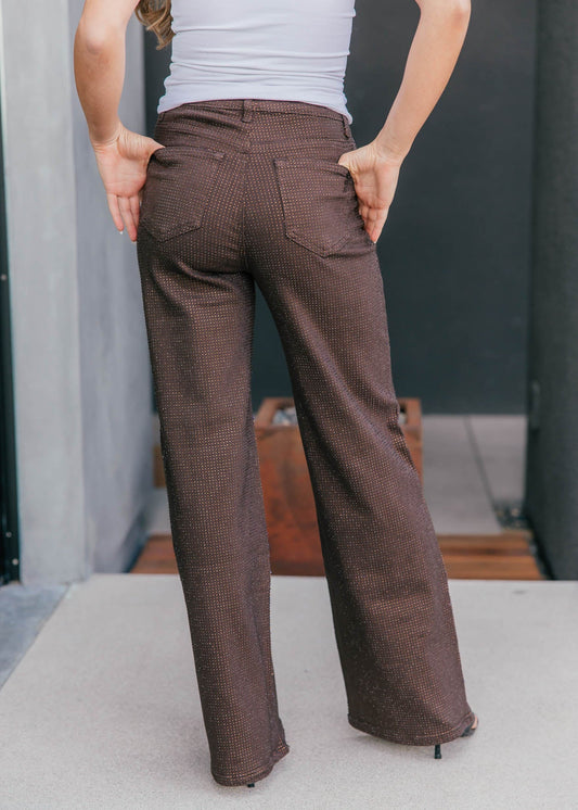 The "Icon Status" Rhinestone Straight Leg Jean - Brown