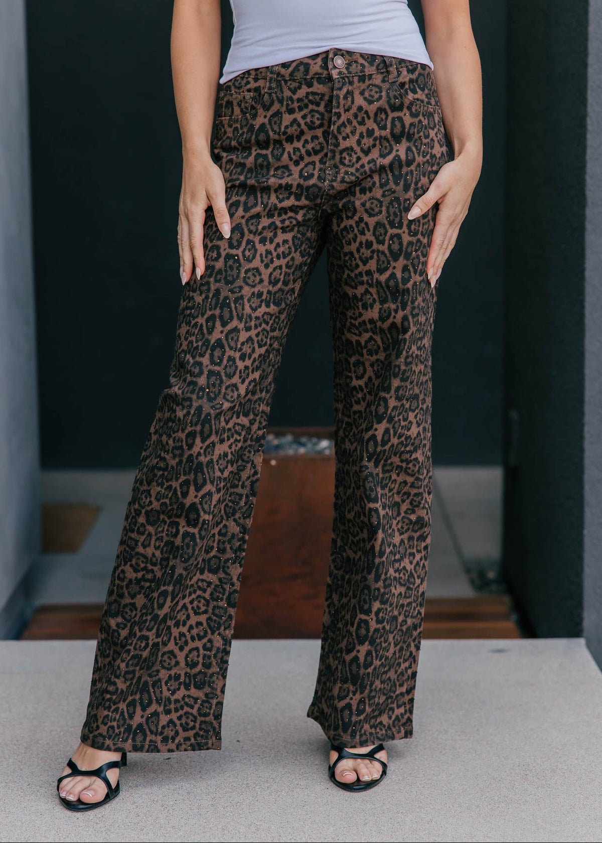 The "Wild Card" Leopard Print Rhinestone Straight Leg Jean