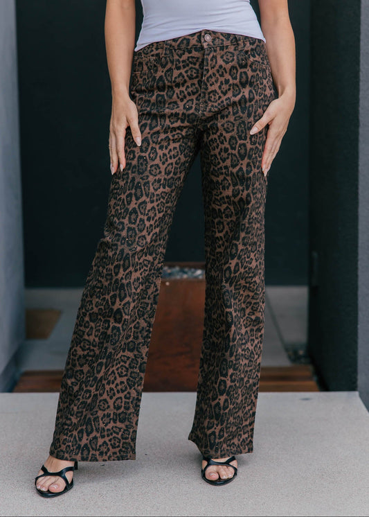 The "Wild Card" Leopard Print Rhinestone Straight Leg Jean
