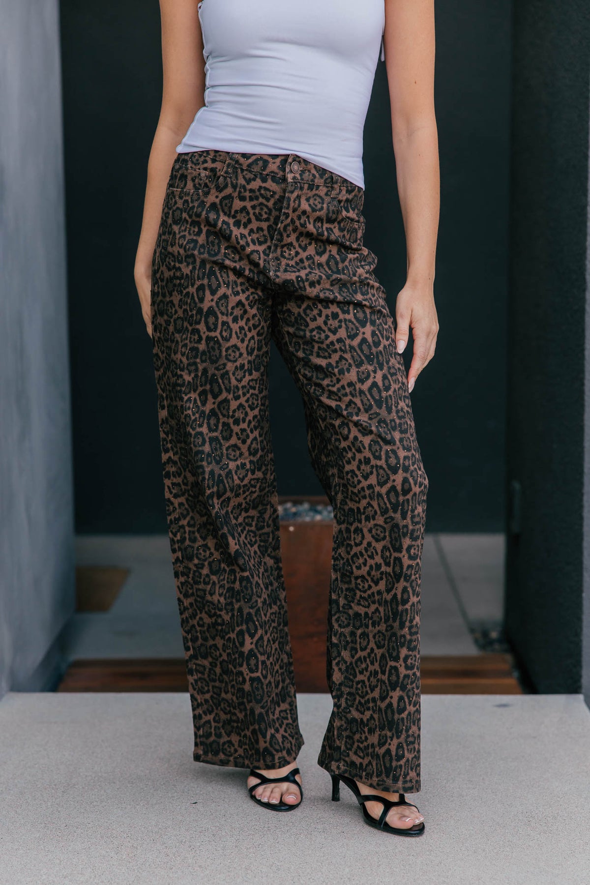The "Wild Card" Leopard Print Rhinestone Straight Leg Jean