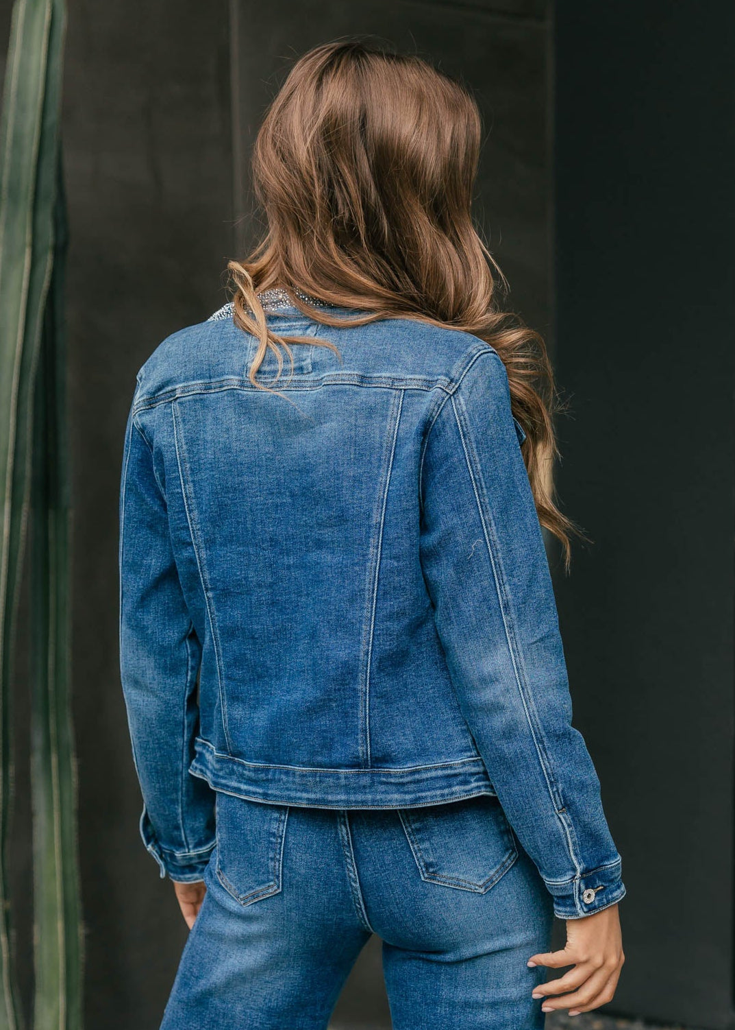 The "After Dark" Rhinestone Denim Jacket - Denim