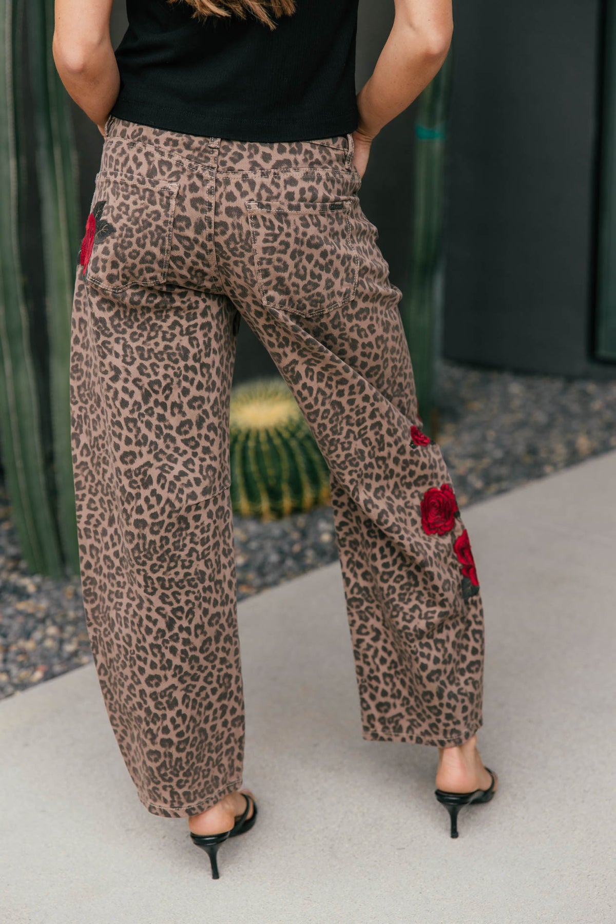 Leopard Print Barrel Leg Jeans