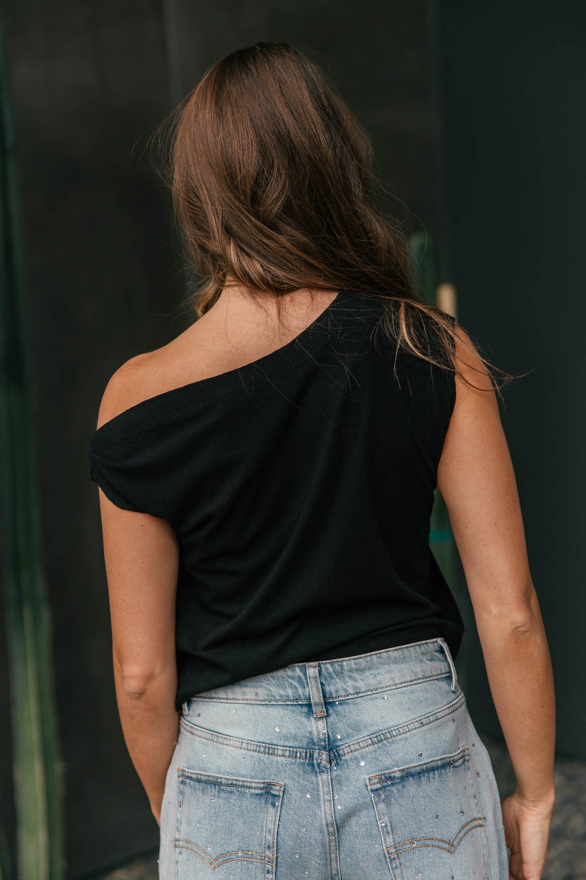 Drop Shoulder Top in Black