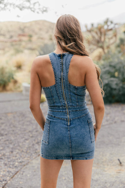 Midnight Rodeo Rhinestone Denim Mini Dress