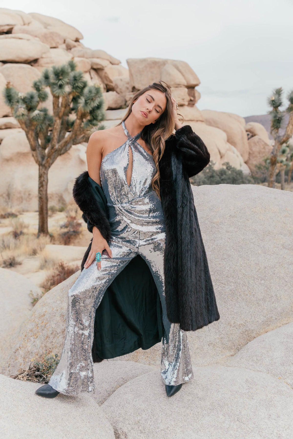 The "Icon" Sequin Jumpsuit in Silver