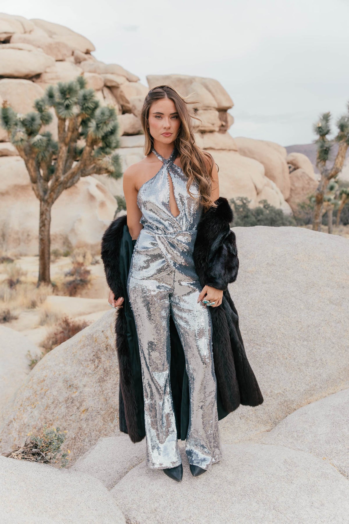 The "Icon" Sequin Jumpsuit in Silver