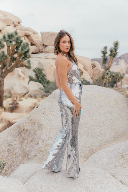 The "Icon" Sequin Jumpsuit in Silver