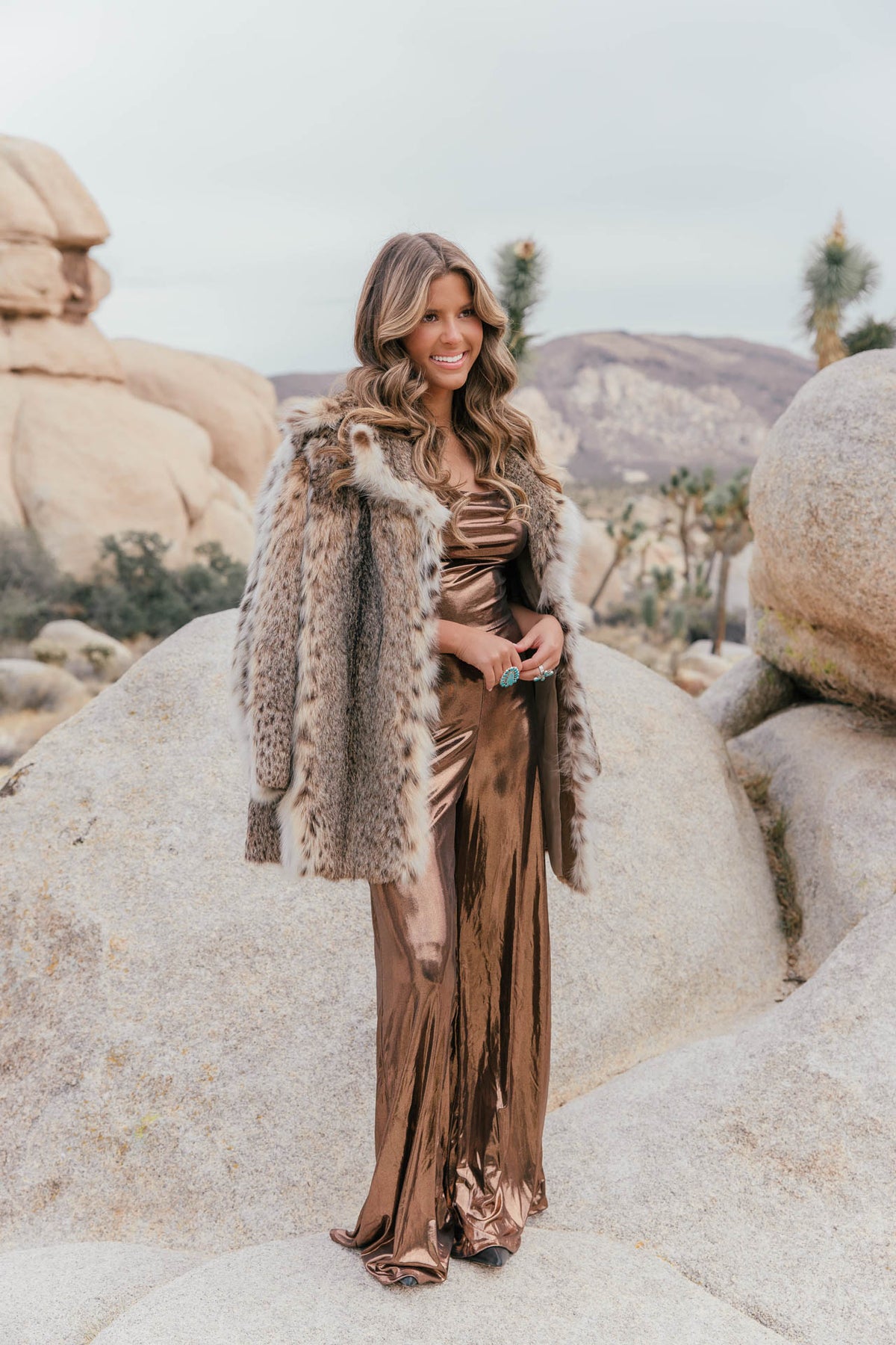 The "Standout" Cowl Neck Jumpsuit in Bronze
