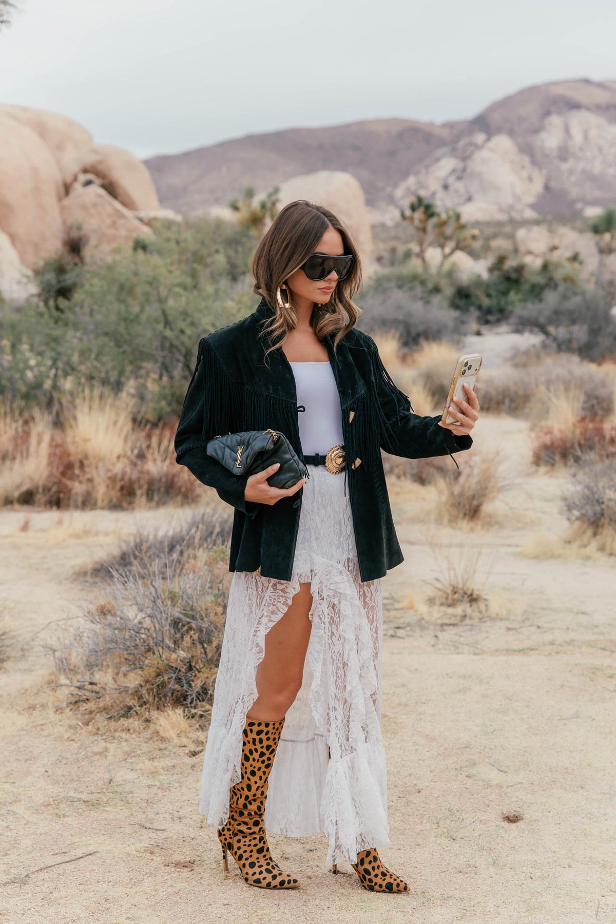 "Joshua" Lace High-Low Skirt - White - PREORDER