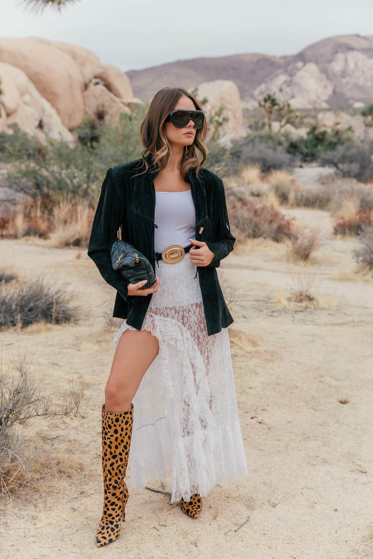 "Joshua" Lace High-Low Skirt - White - PREORDER
