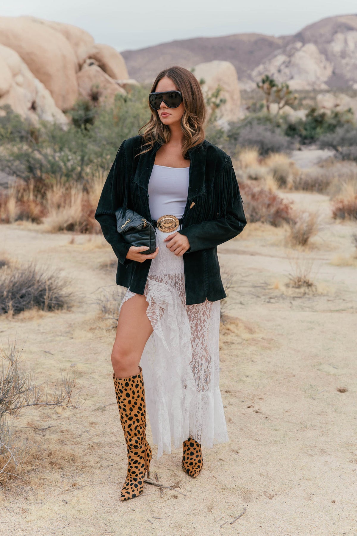 "Joshua" Lace High-Low Skirt - White - PREORDER