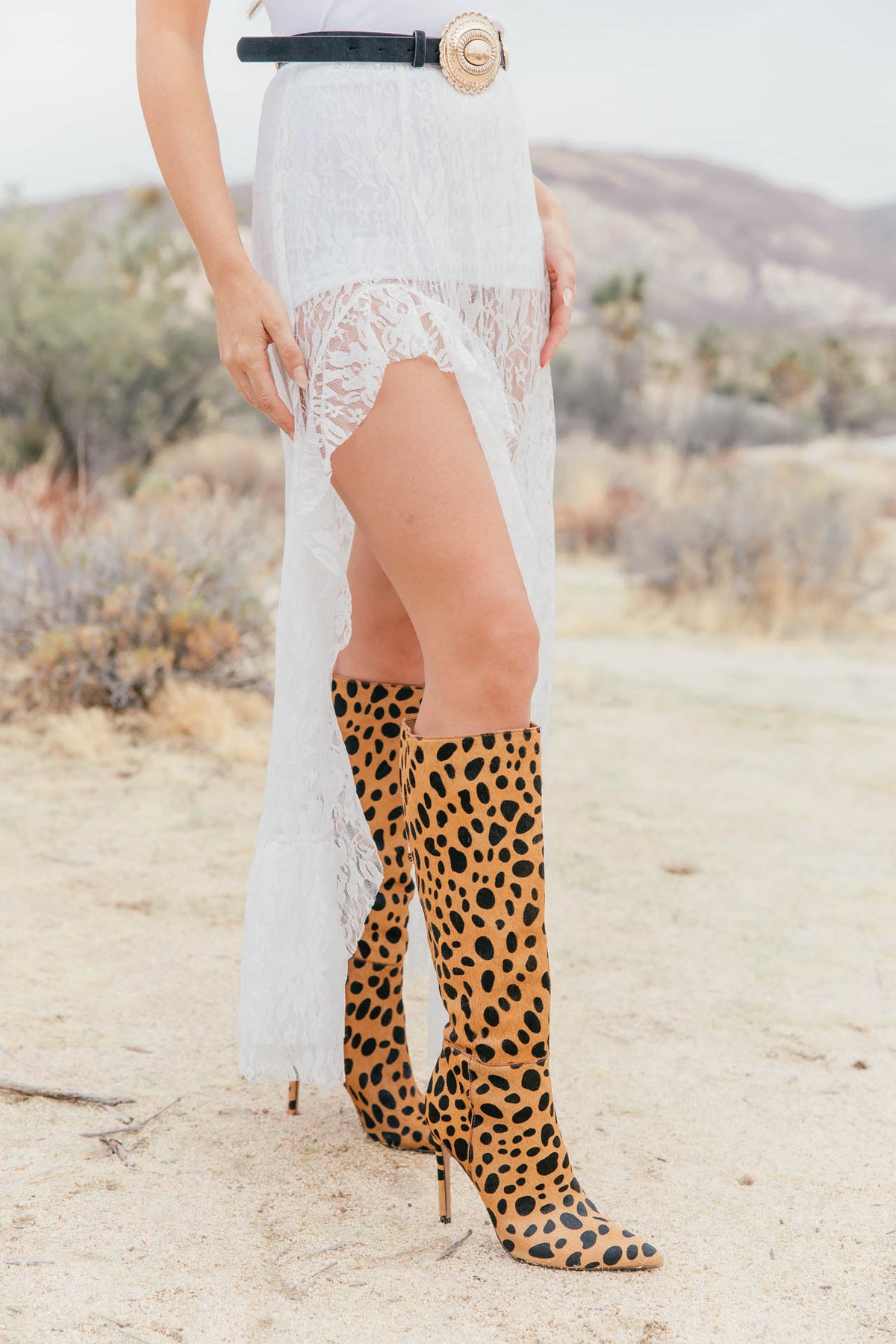 "Joshua" Lace High-Low Skirt - White - PREORDER
