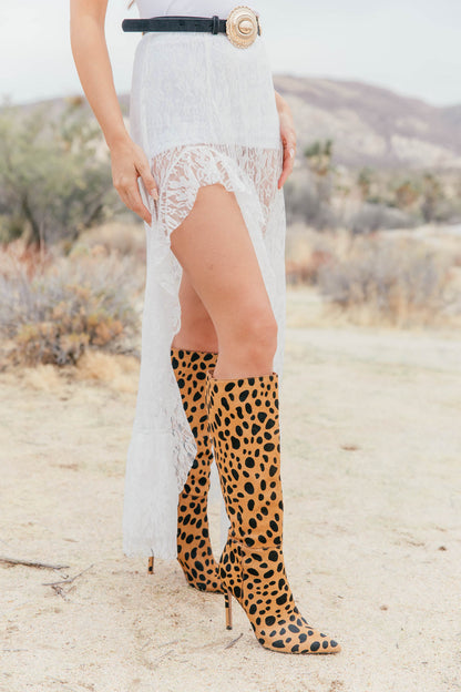 "Joshua" Lace High-Low Skirt - White - PREORDER