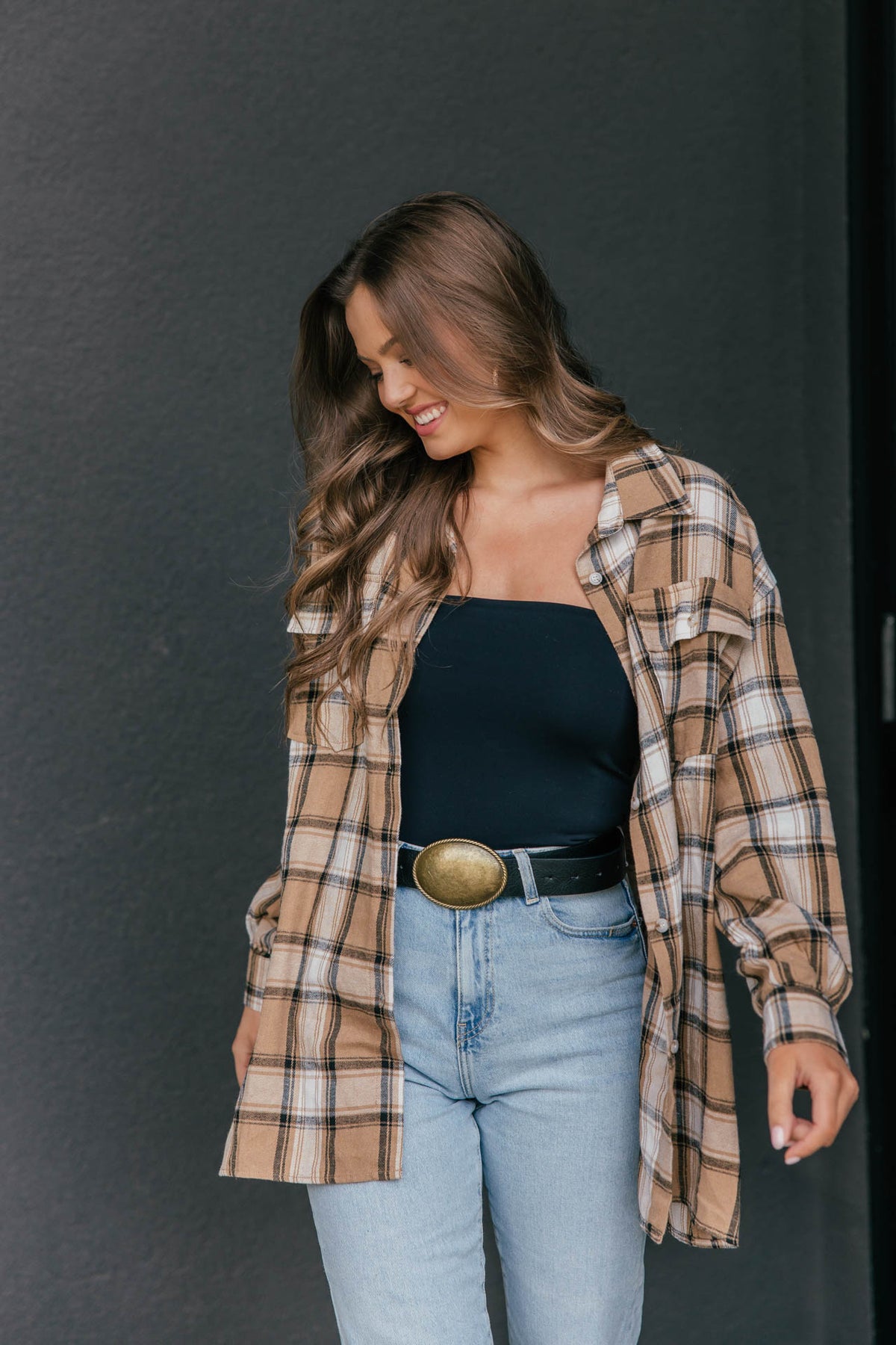 "Heritage" Plaid Button Down in Tan